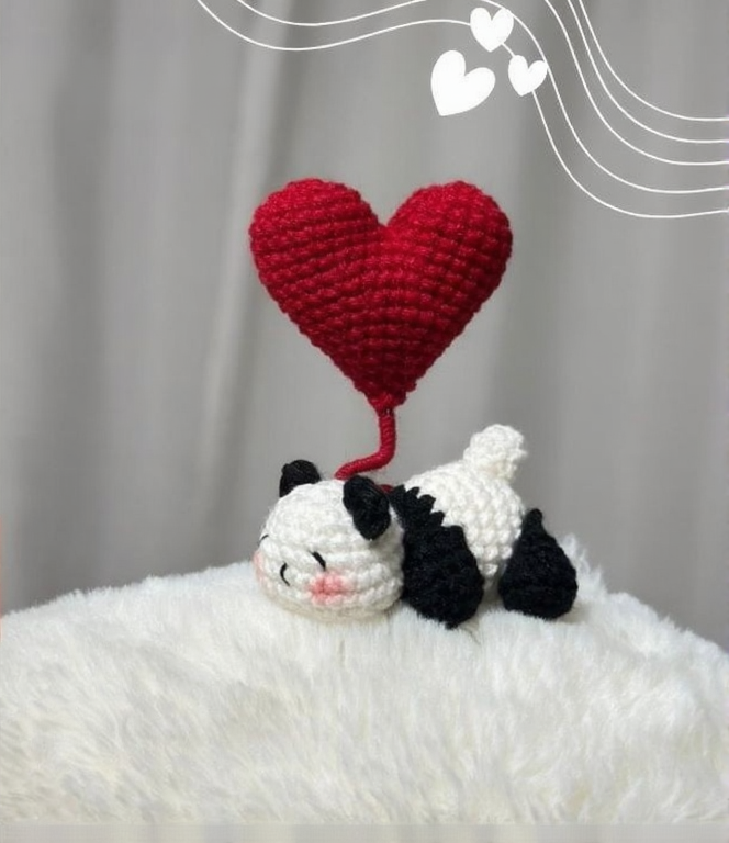 Easy-to-follow Crochet Mini Panda Bear with Heart Amigurumi Pattern