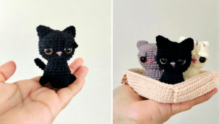 Free Crochet Black Cat Halloween Kitten Plush Amigurumi Pattern