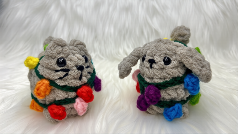 Crochet Christmas Tiny Cat & Dog Plushies Pattern Step-by-Step Guide