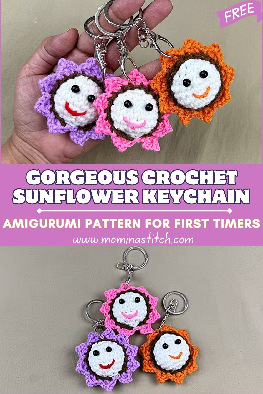 Gorgeous Crochet Sunflower Keychain Amigurumi Pattern for First Timers