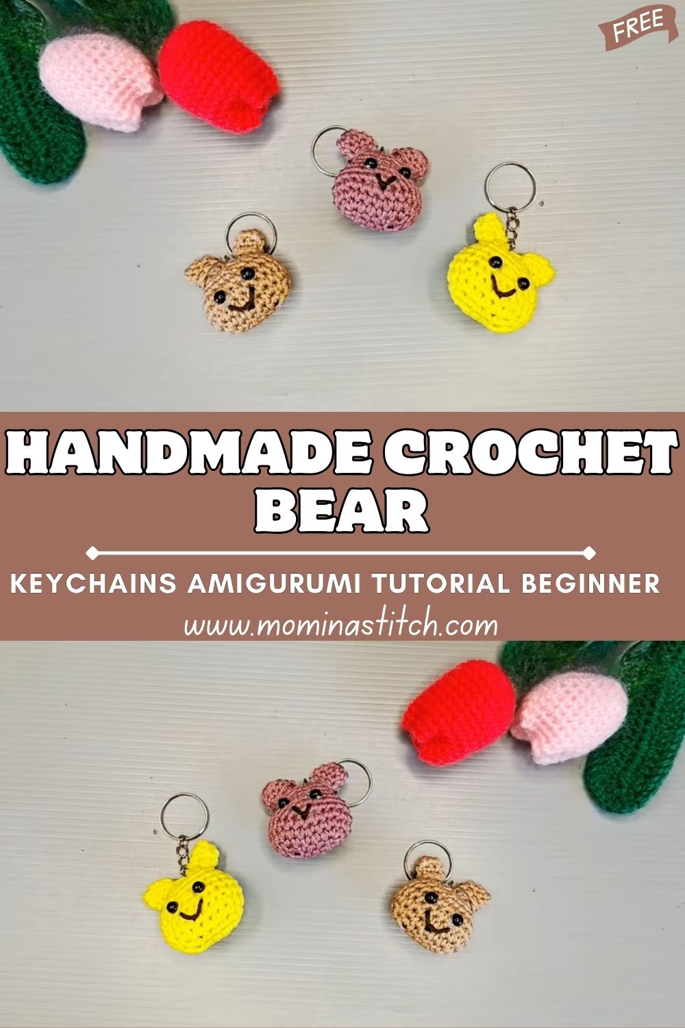 Handmade Crochet Bear Keychains Amigurumi Tutorial for Beginner 