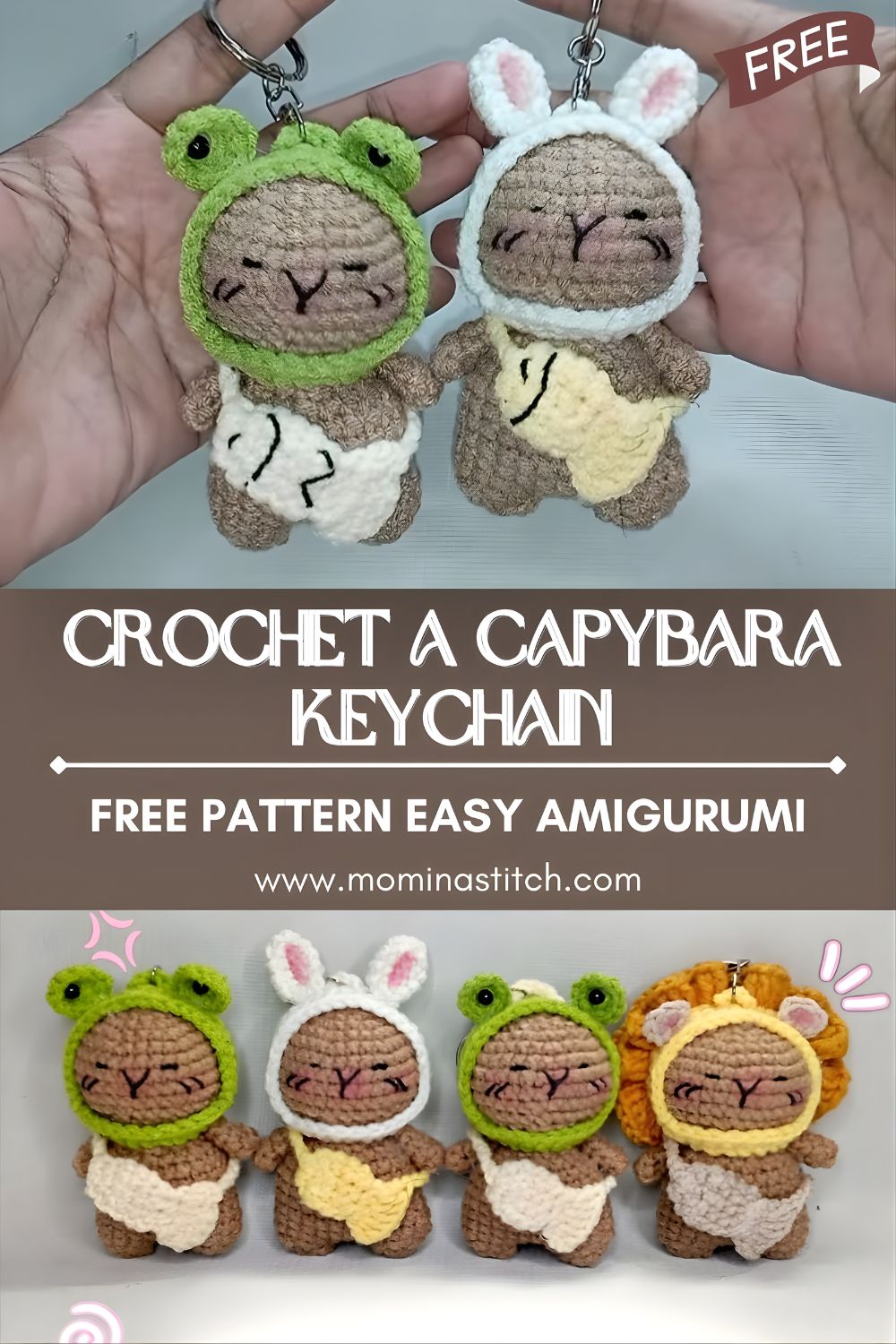 Let’s Crochet a Capybara Keychain Free Pattern Easy Amigurumi