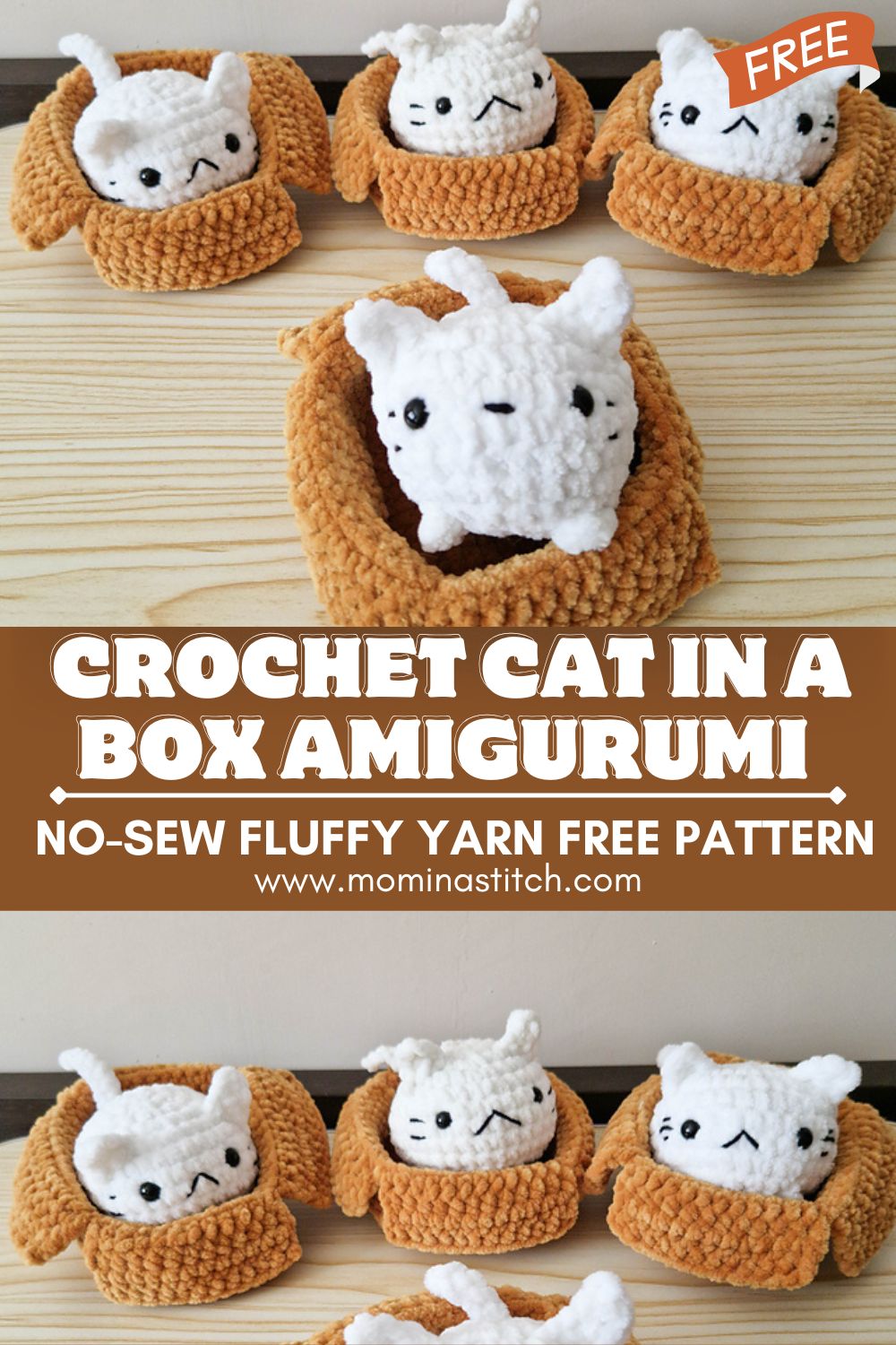 No-Sew Fluffy Yarn Crochet Cat in a Box Amigurumi Pattern