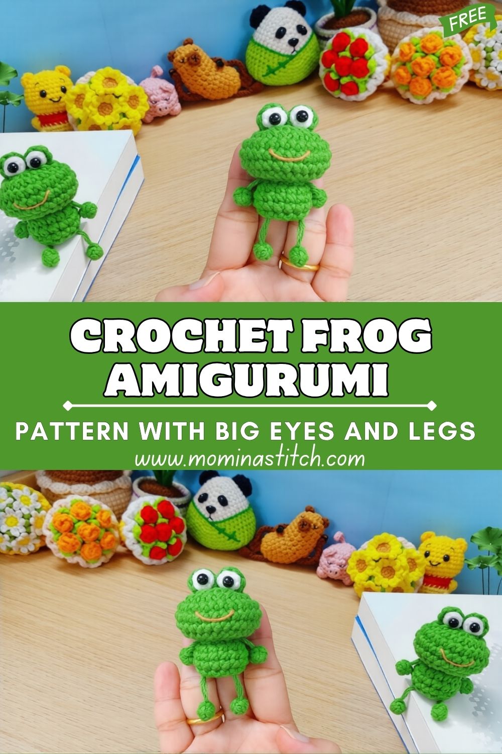 Sophisticated Crochet Frog Amigurumi Pattern With Big Eyes and Legs Long Legs