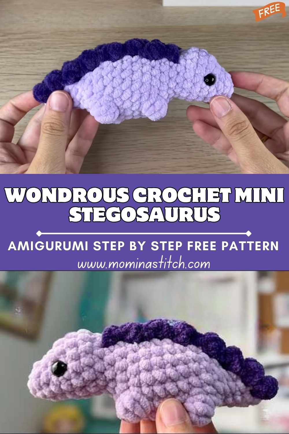Wondrous Crochet Mini Stegosaurus Amigurumi Step by step Free Pattern