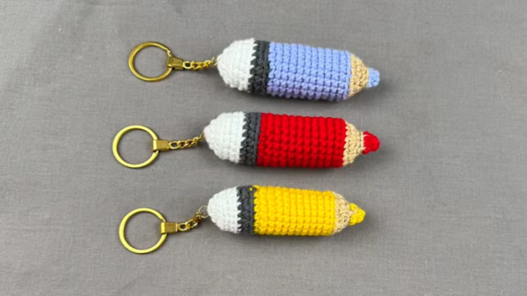 Natural Crochet Pencil Keychain Pattern Tutorial for Beginners A Fun and Easy DIY Craft Idea