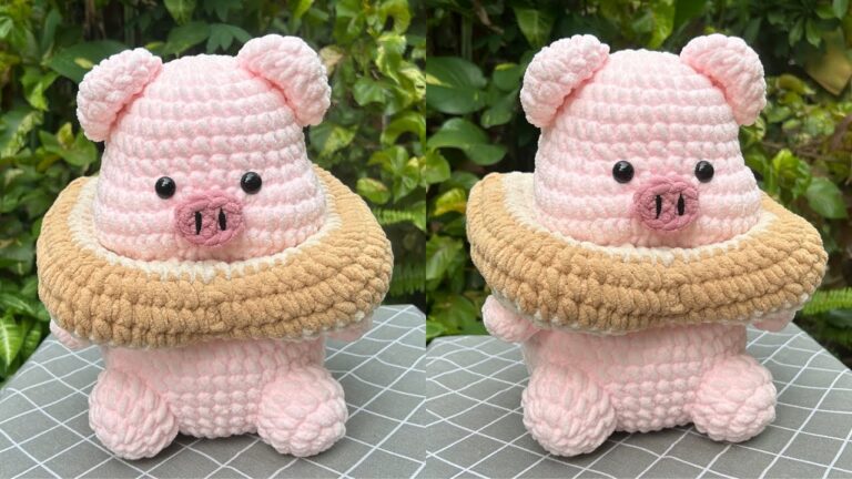 Beginner Crochet Velvet Pig Amigurumi Plushie With Donut Neck
