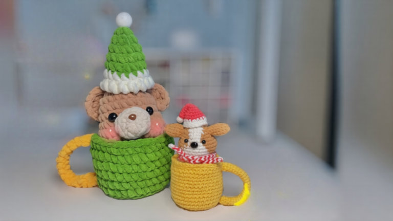 Crochet Santa Puppy in a Mug Festive Amigurumi Pattern for Newbies & Starters