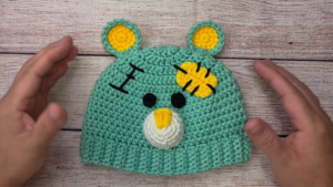 Crochet Bear Beanie Hat Pattern With Sleepy Teddy Face for Beginner-Friendly