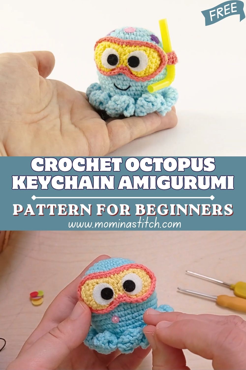 Sparkling Crochet Octopus Keychain Amigurumi Pattern for Beginners
