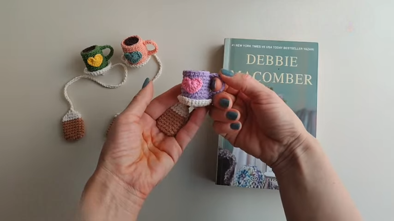 Crochet Tea Cup with Tea Bag Sweet Pastel Decor Pattern for Entry level users