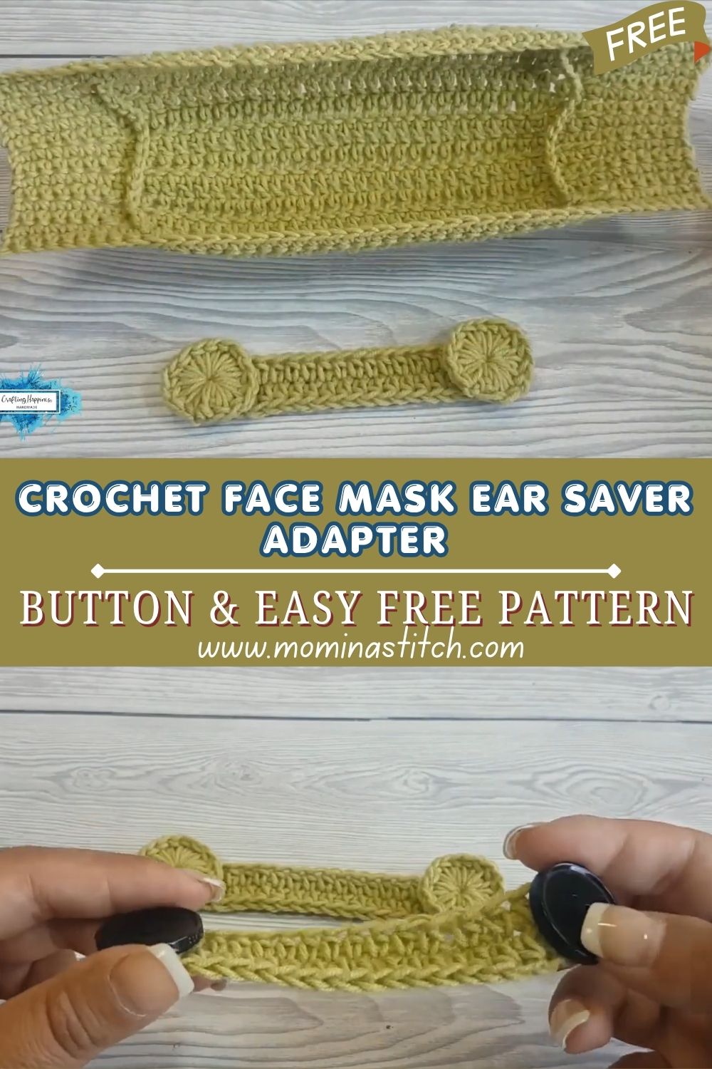 Charming Crochet Face Mask Ear Saver Adapter Button & Easy Free Pattern---