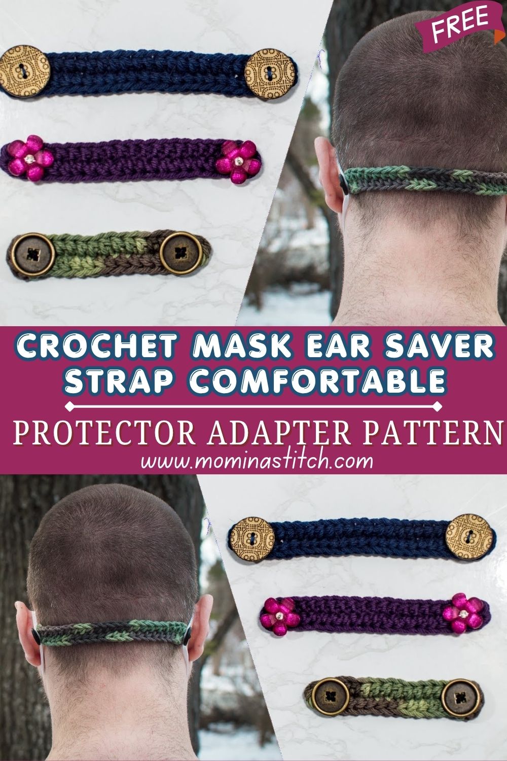 Crochet Mask Ear Saver Strap Comfortable Face Mask Protector Adapter Pattern