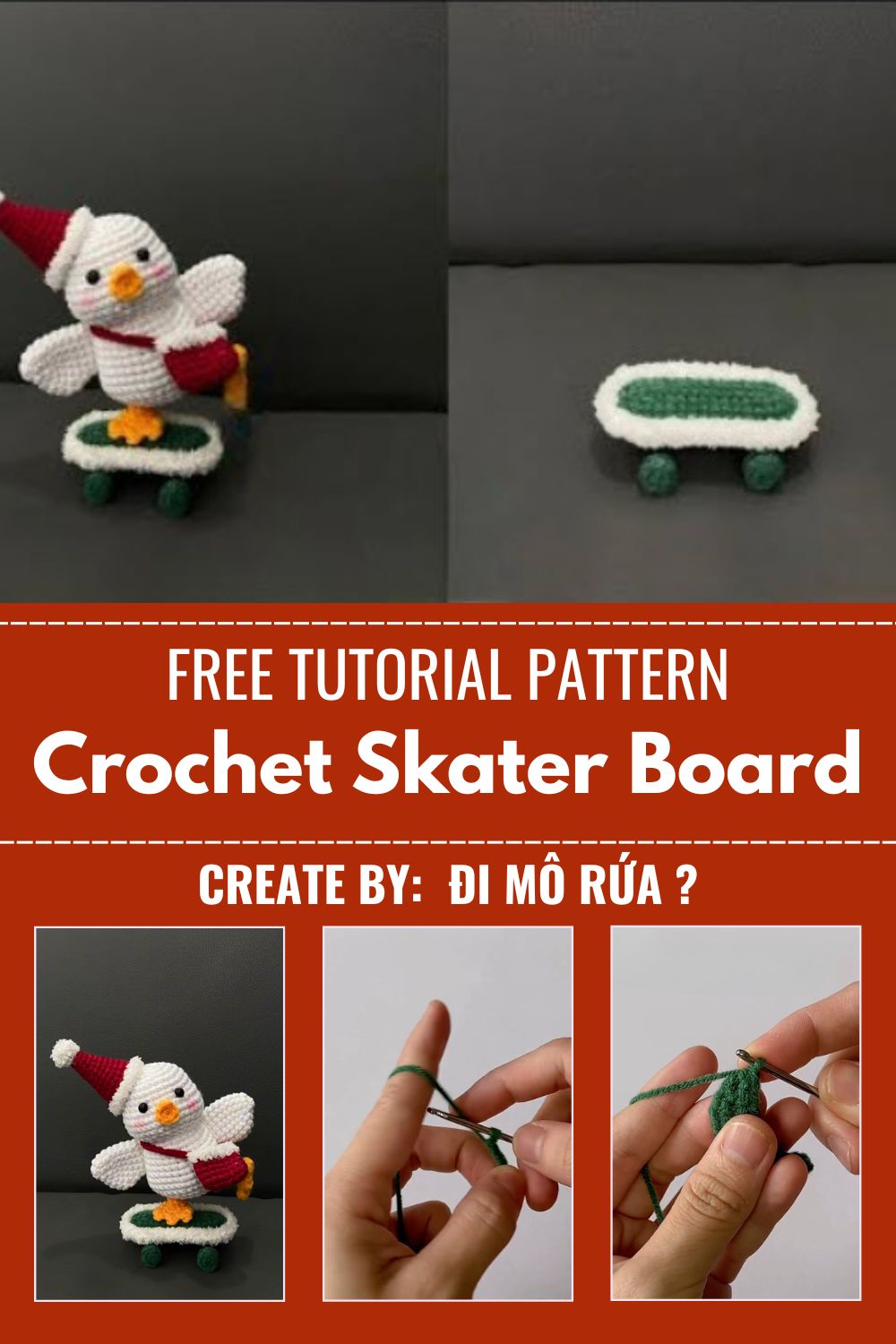 Charming Crochet Skater Board Toy Easy Handmade Pattern