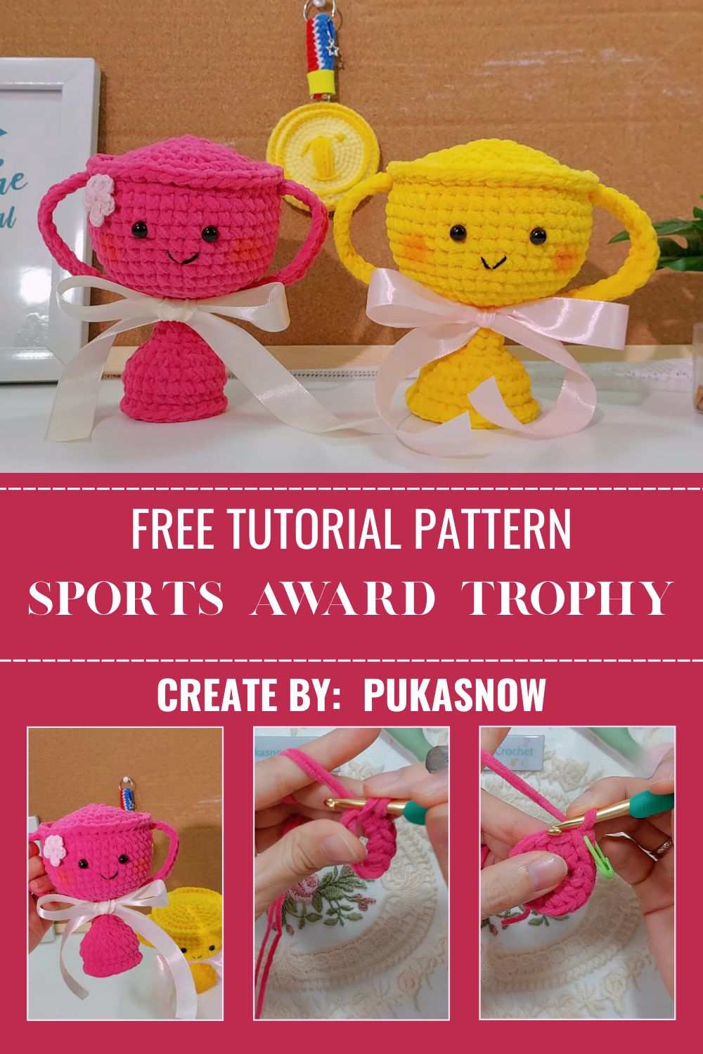 Crochet Sports Award Trophy & Medal Amigurumi Pattern for Celebrations