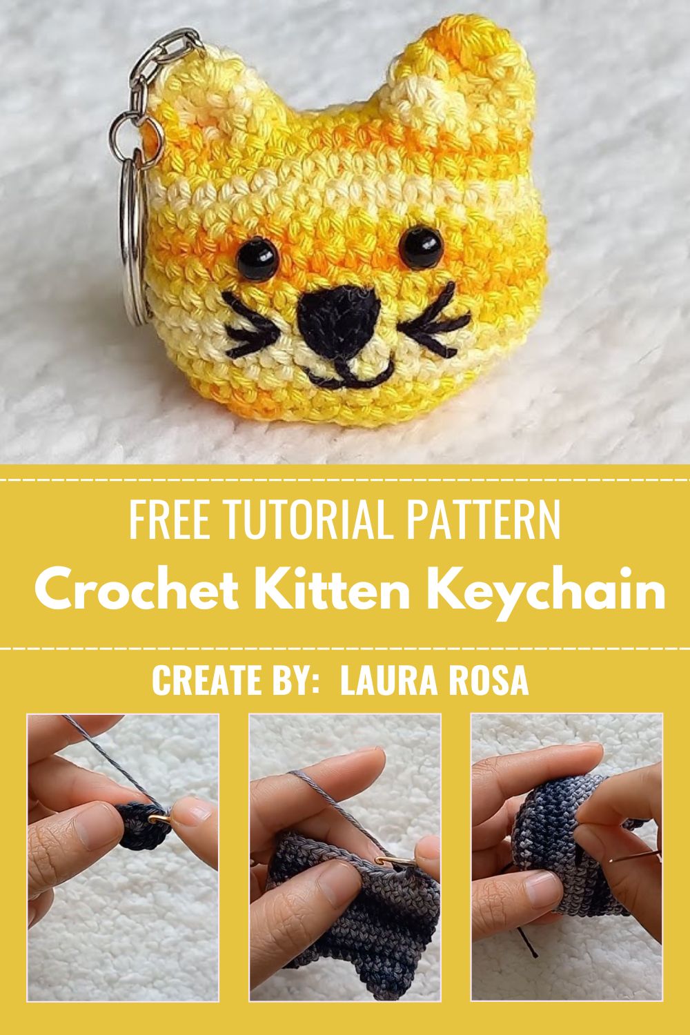 Crochet a Kitten Keychain Amigurumi Pattern for Travel Bag