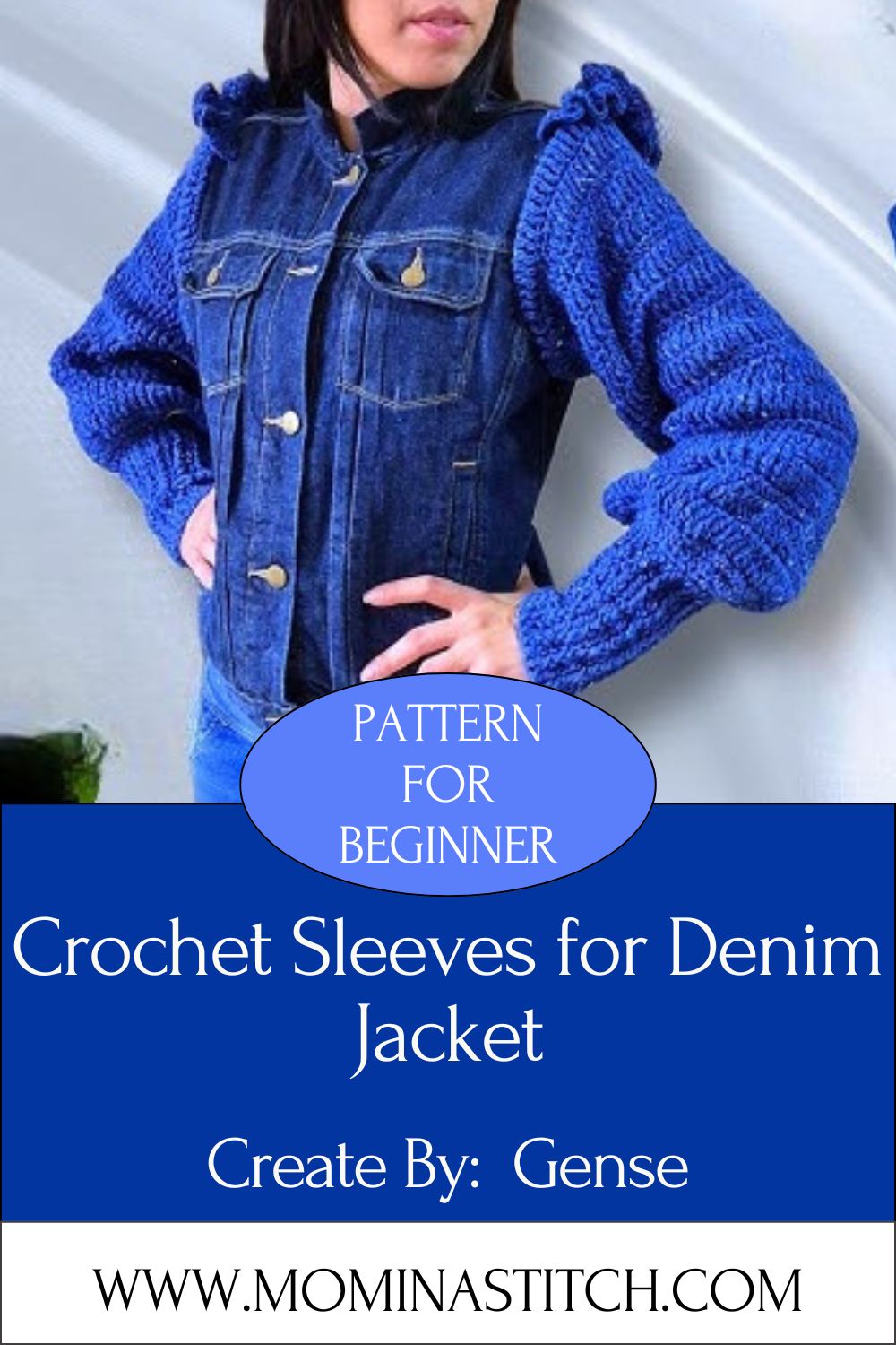 DIY Crochet Sleeves for Denim Jacket Pattern Easy Upcycle Idea