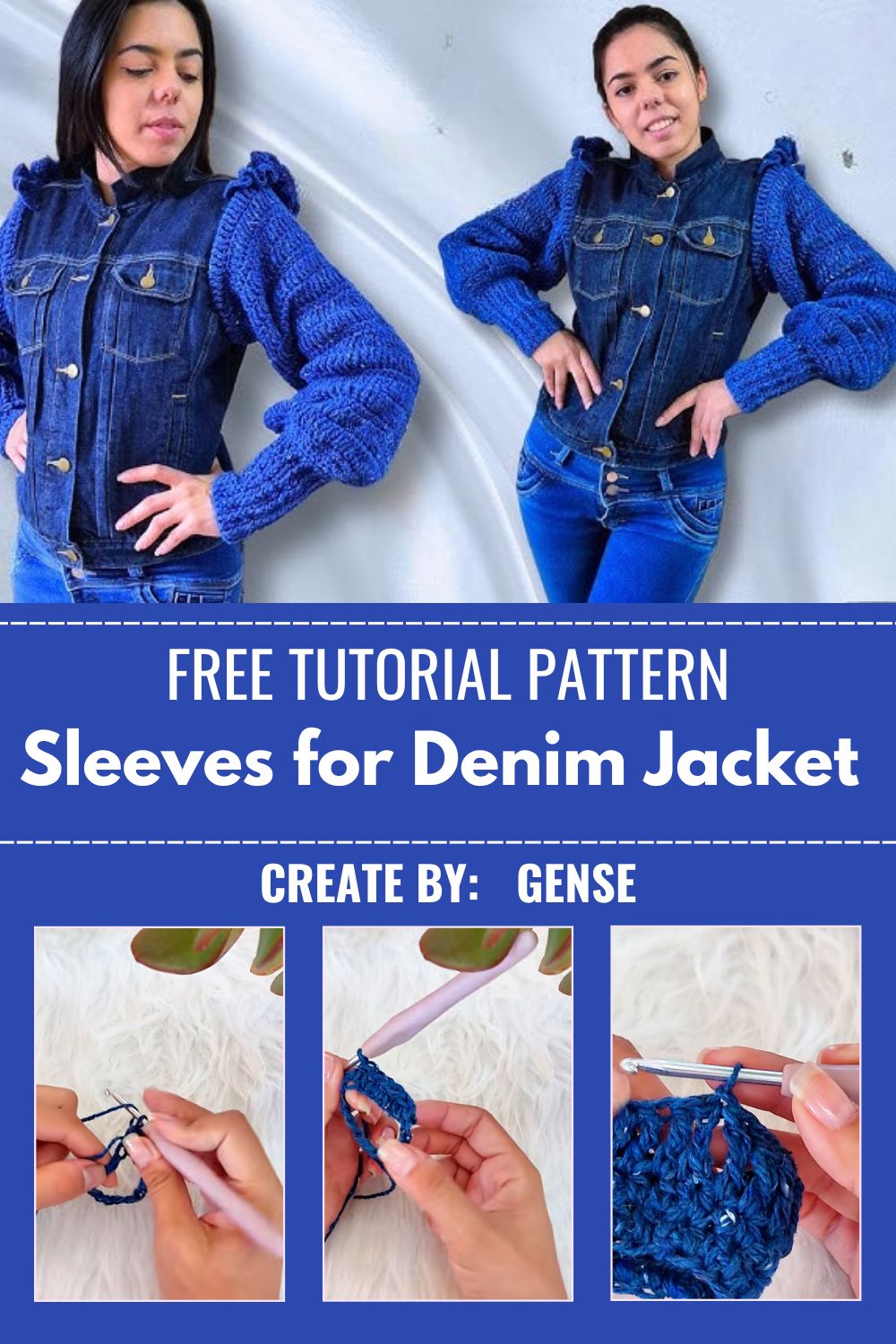 DIY Crochet Sleeves for Denim Jacket Pattern Easy Upcycle Idea