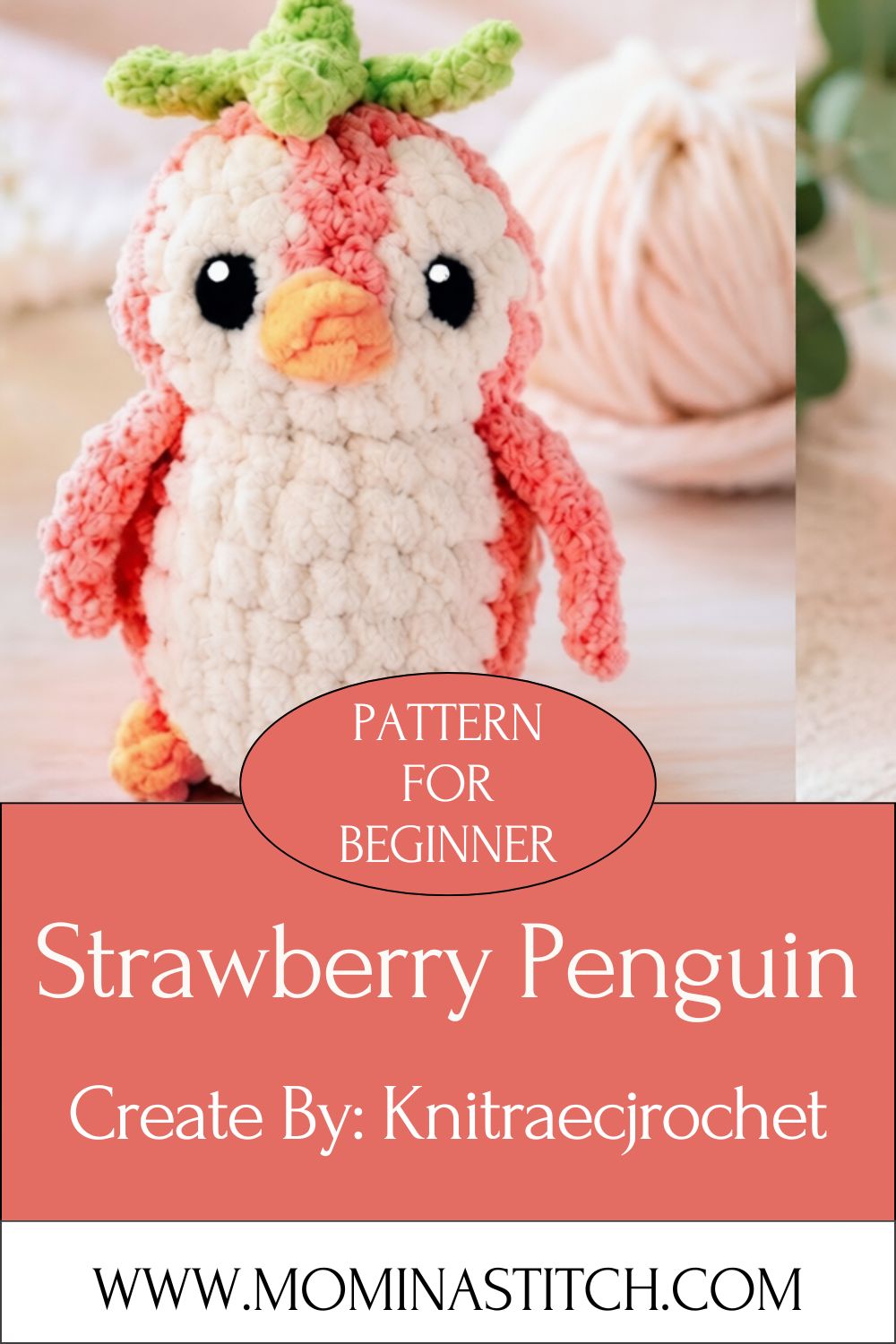 Easy Crochet Strawberry Penguin Amigurumi Pattern