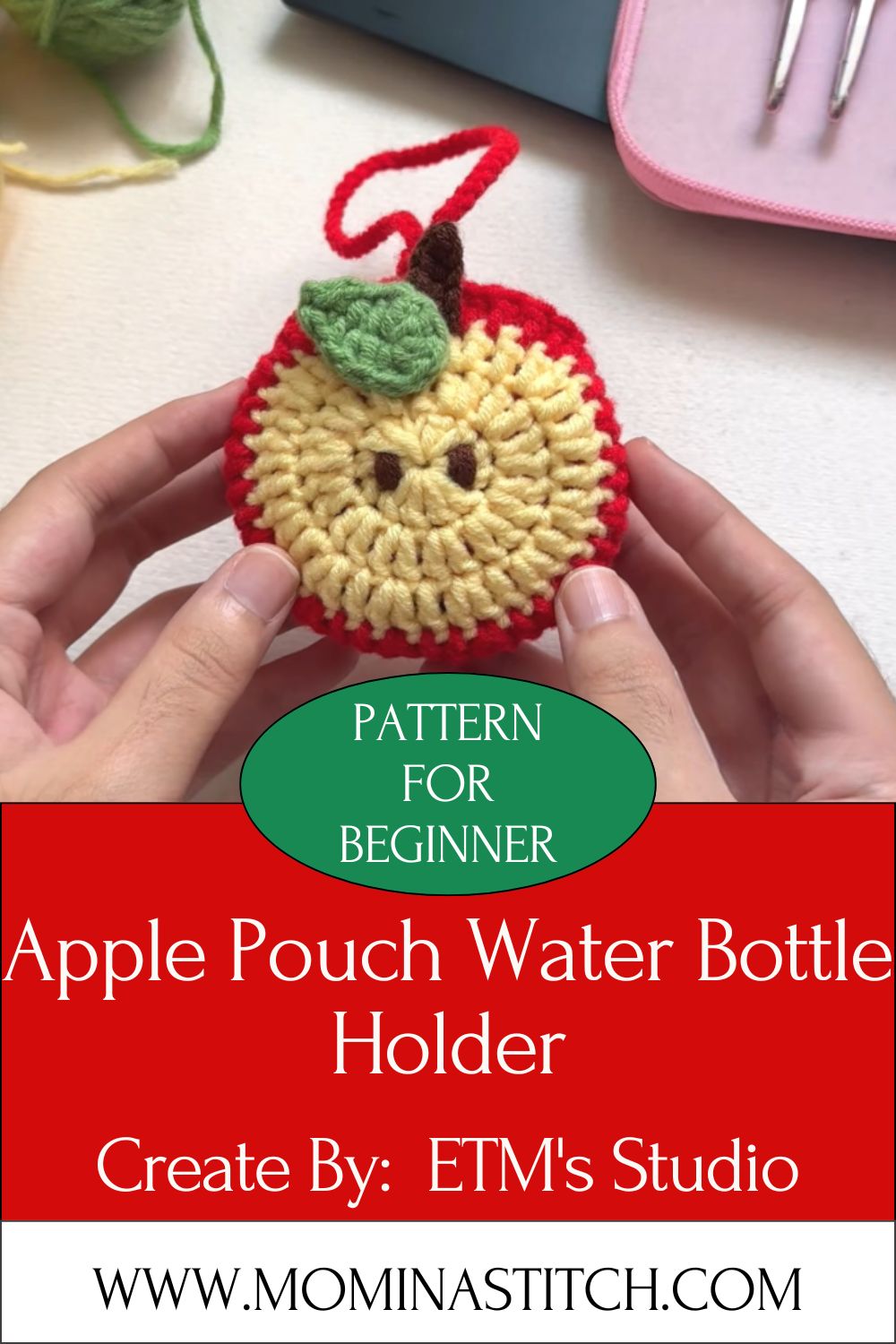 Free Crochet Apple Pouch Water Bottle Holder Pattern