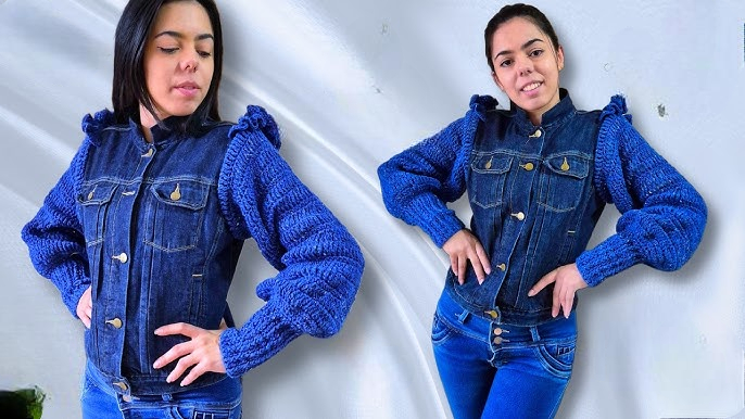DIY Crochet Sleeves for Denim Jacket Pattern Easy Upcycle Idea