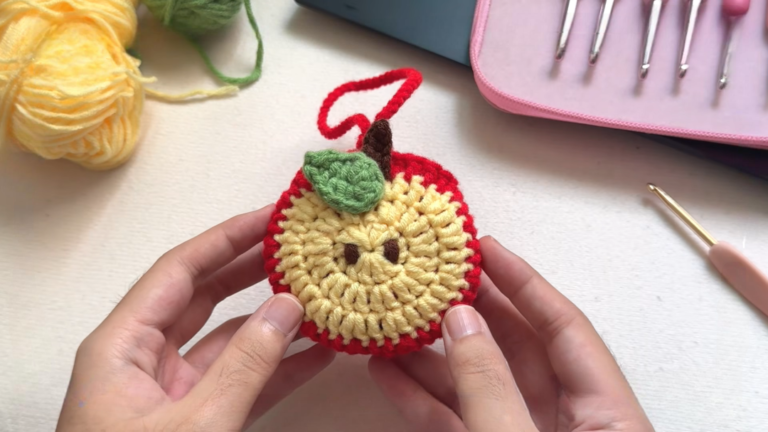 Free Crochet Apple Pouch Water Bottle Holder Pattern