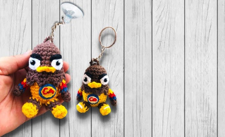 Crochet Eagle Mascot Keychain Amigurumi Pattern for Sports Fans