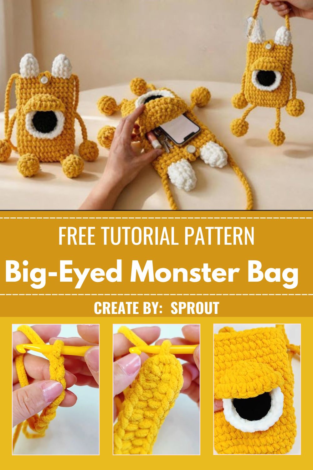 Crochet Big-Eyed Monster Bag Pattern for Fashion Appeal
