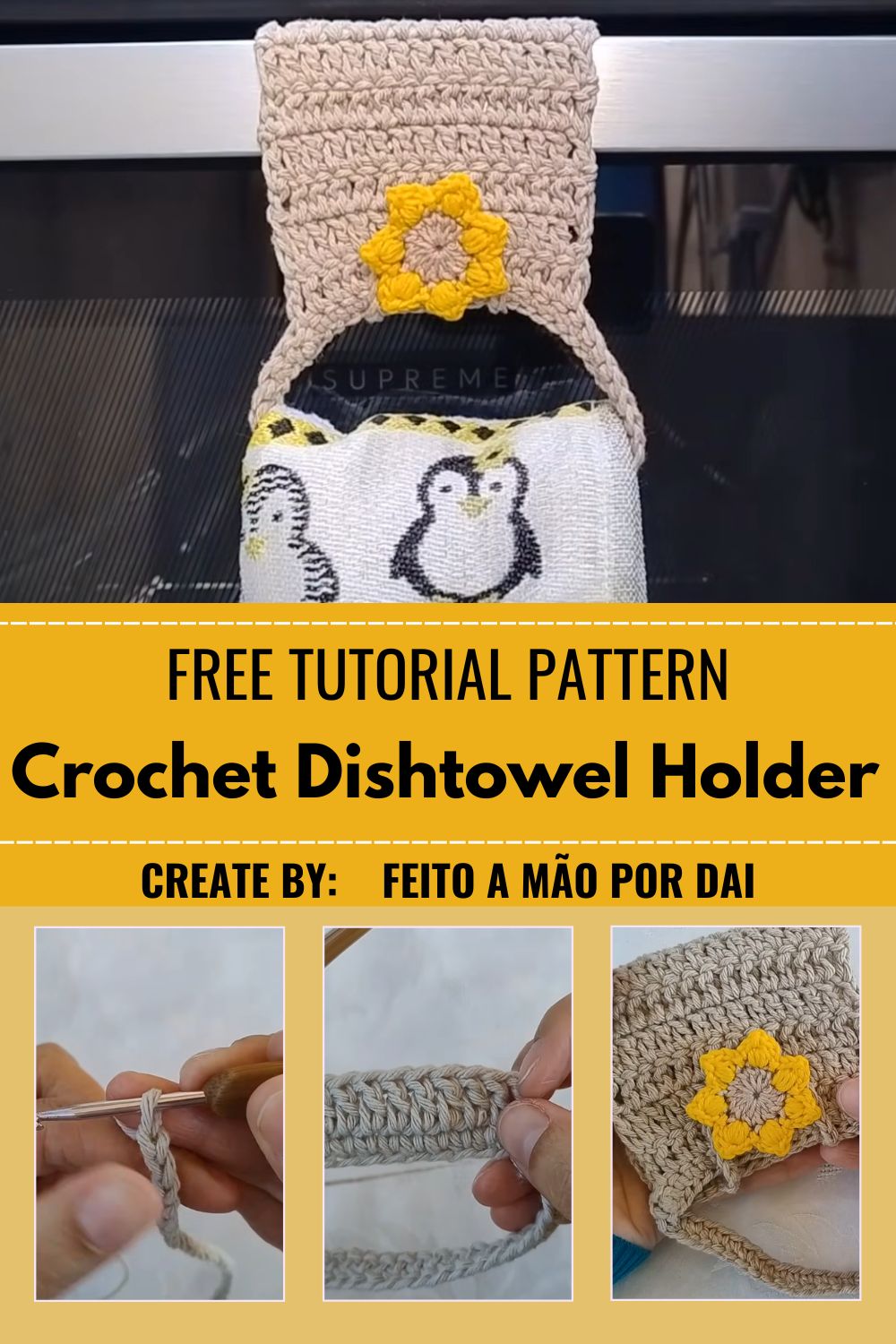 Crochet Dishtowel Holder Pattern with Button Closure