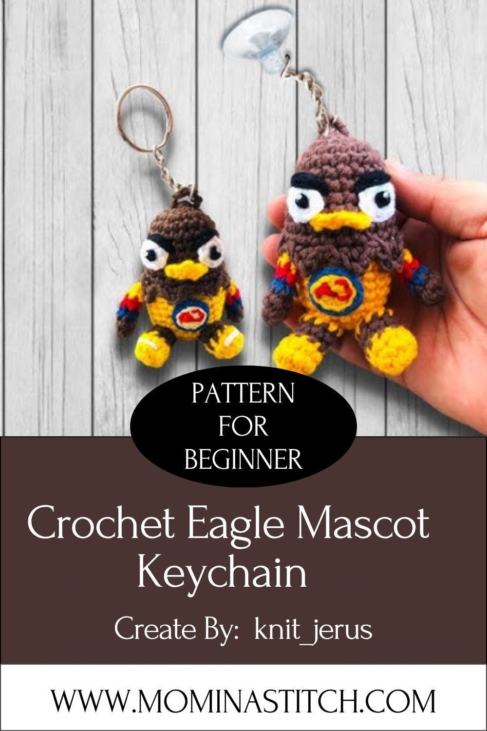Crochet Eagle Mascot Keychain Amigurumi Pattern for Sports Fans
