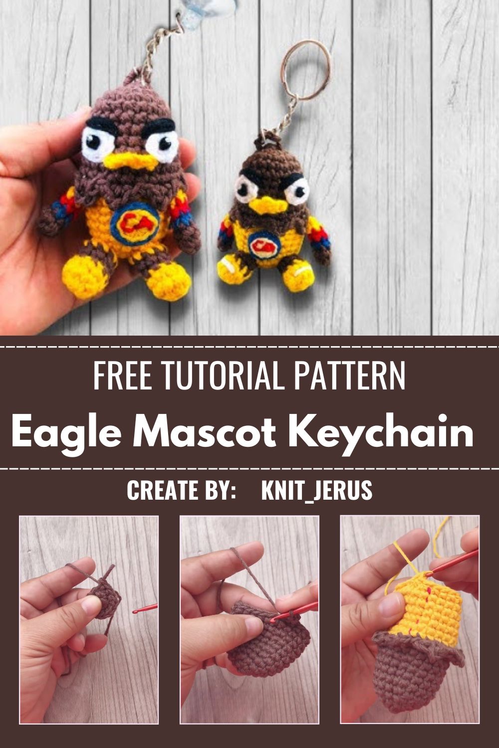 Crochet Eagle Mascot Keychain Amigurumi Pattern for Sports Fans