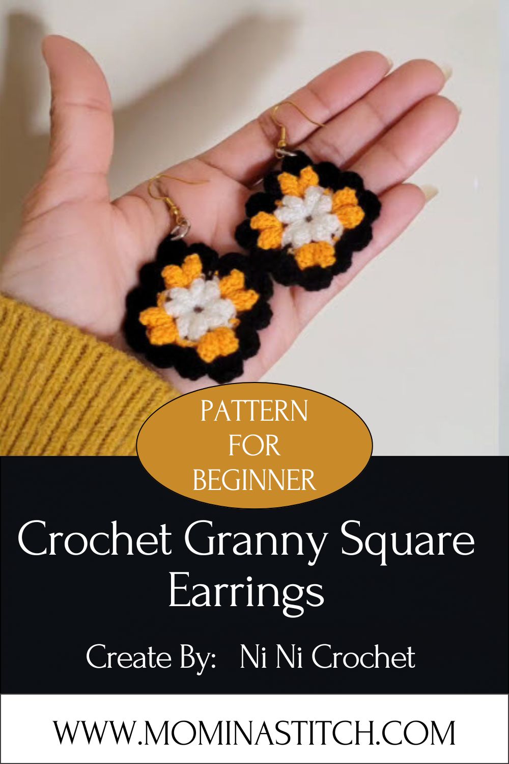 Crochet Granny Square Earrings Free Pattern for Beginners
