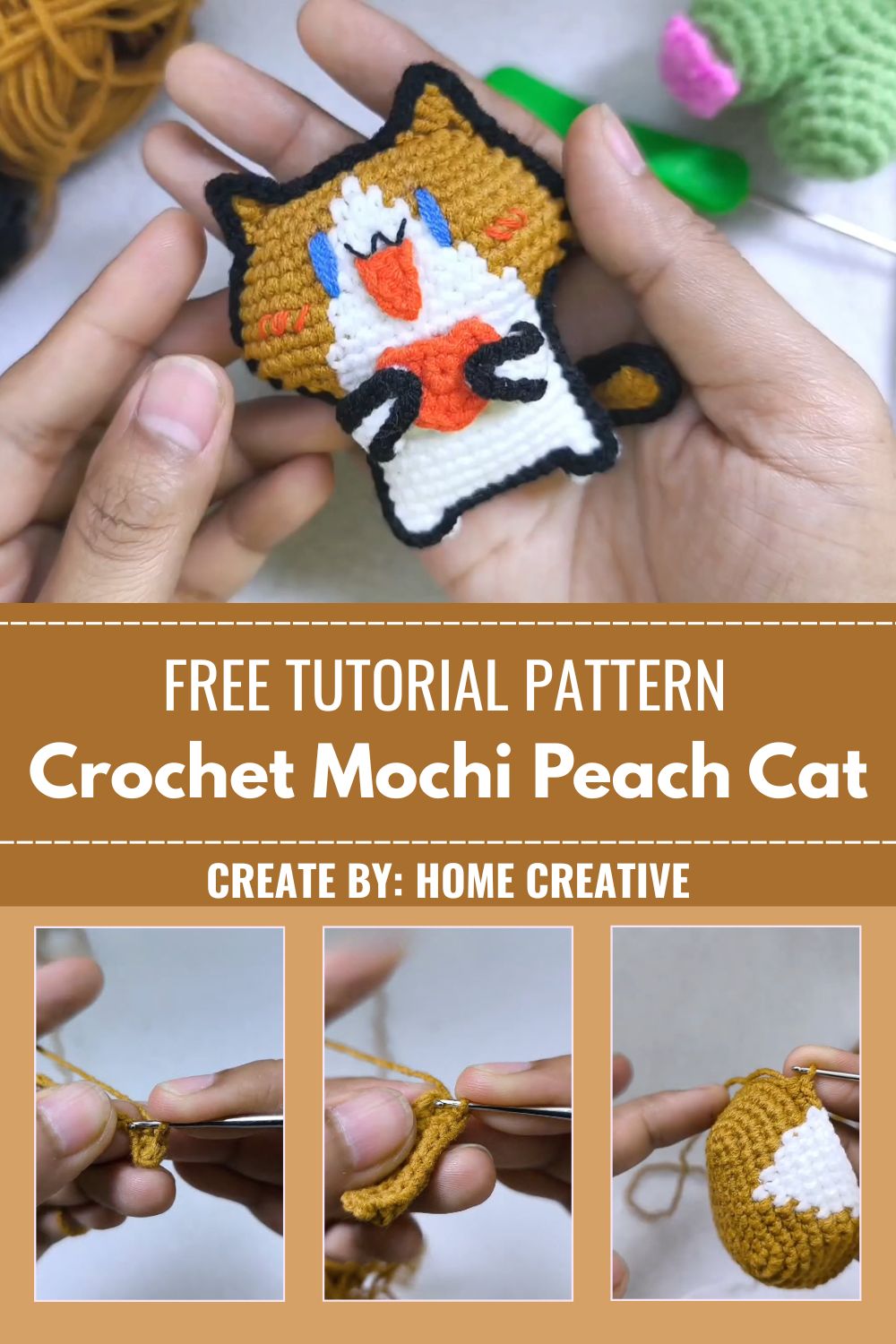 Crochet Mochi Peach Cat Amigurumi Pattern for Cat Lovers