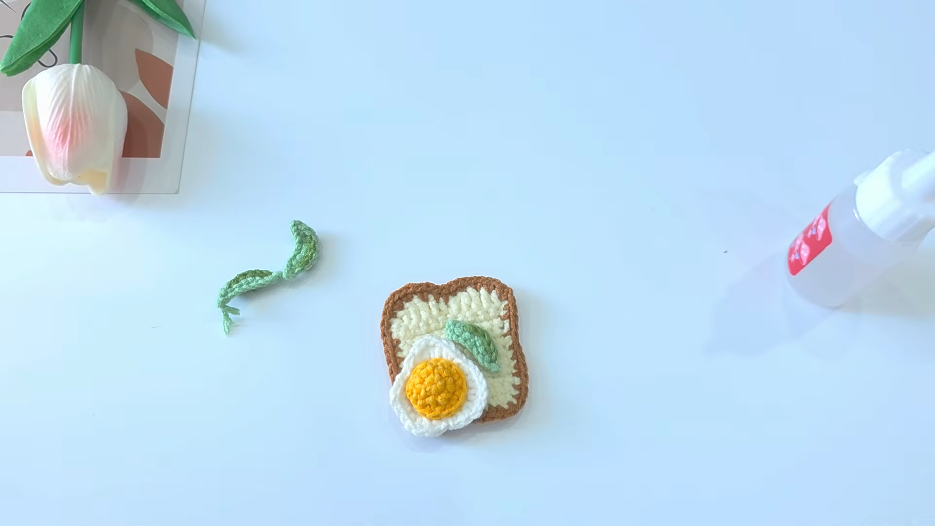 Crochet Egg Toast Keychain Pattern with Breakfast Charm