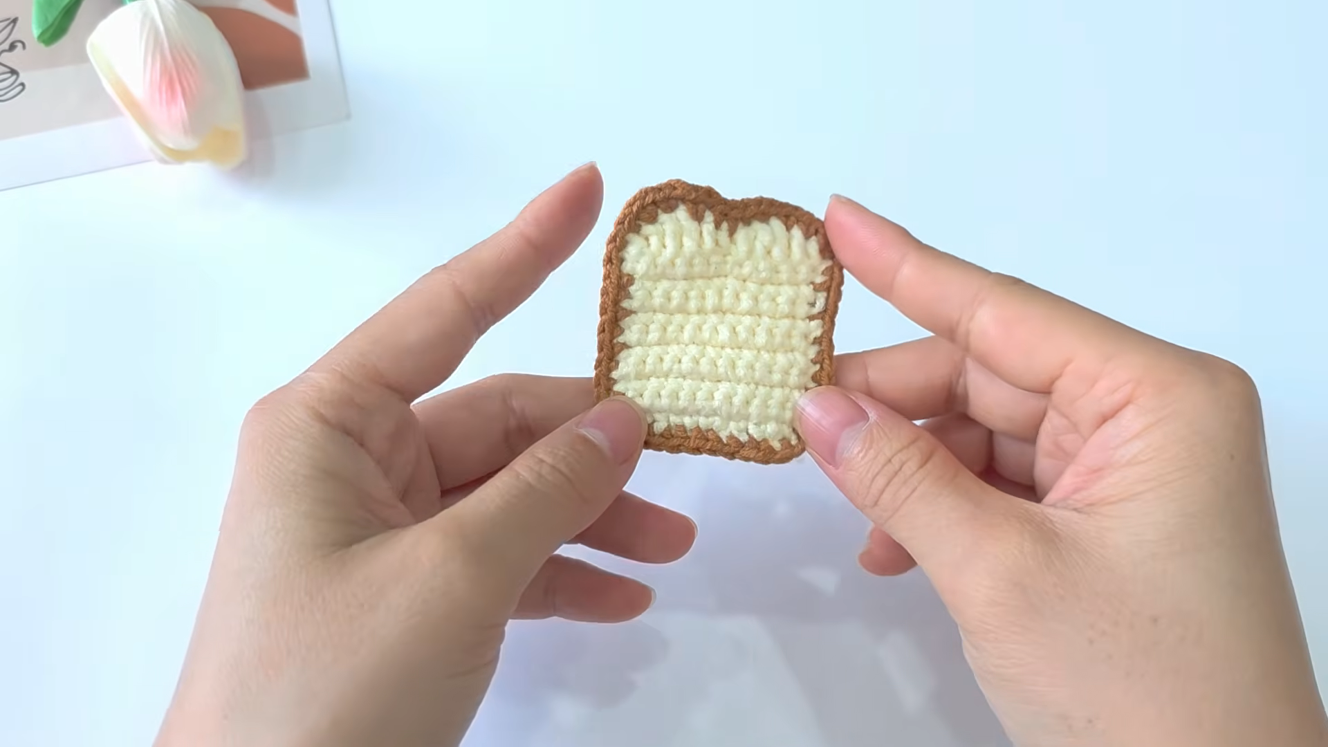Crochet Egg Toast Keychain Pattern with Breakfast Charm