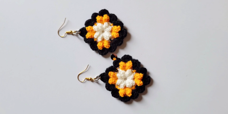 Crochet Granny Square Earrings Free Pattern for Beginners