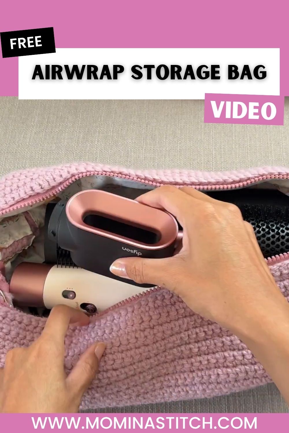 Crochet Dyson Airwrap Storage Bag Pattern with Hand Sewing