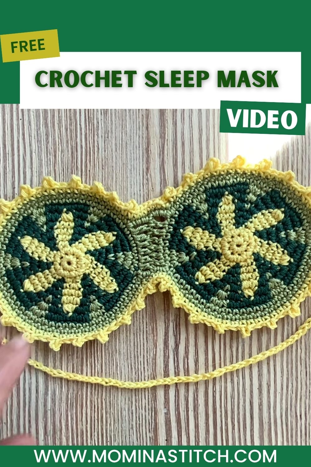 Crochet Sleep Mask Pattern with Floral Tapestry Details