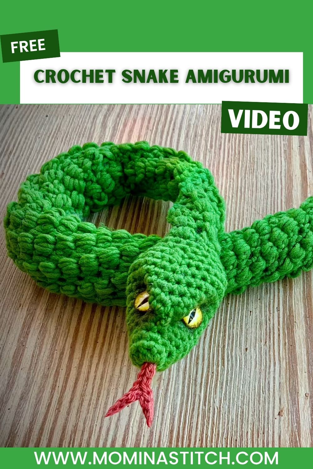 Crochet Snake Amigurumi Pattern with Curved Body Design