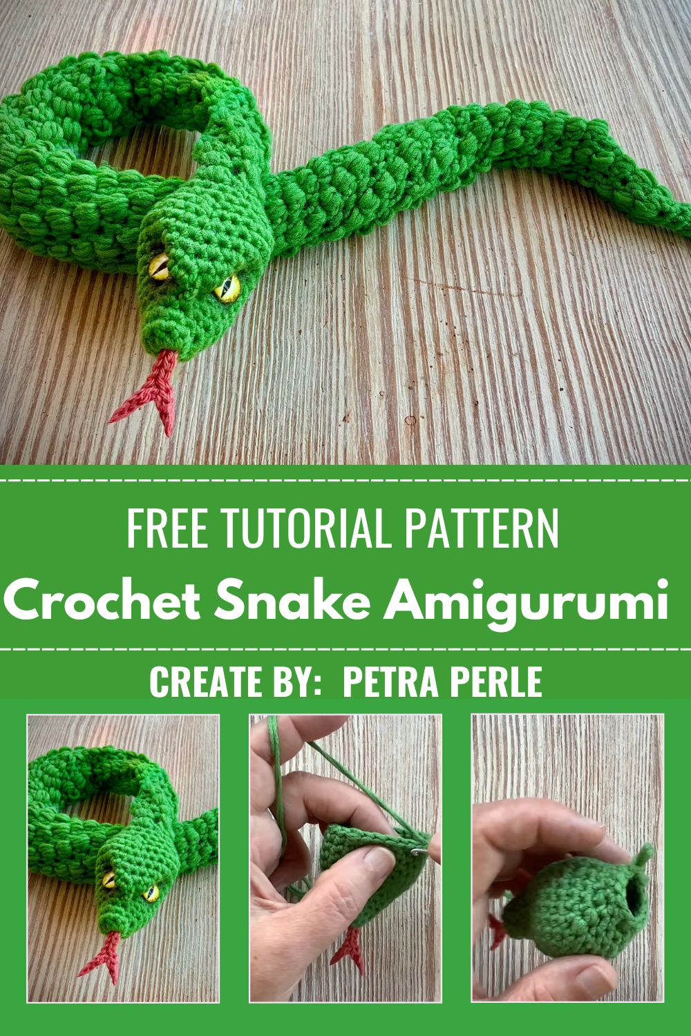 Crochet Snake Amigurumi Pattern with Curved Body Design