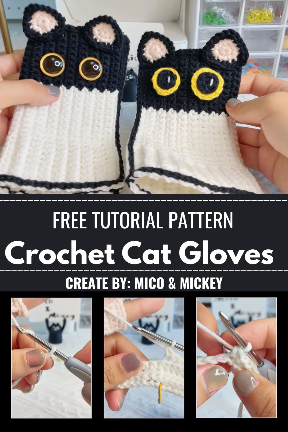 Free Crochet Cat Gloves Pattern for Cat Lovers
