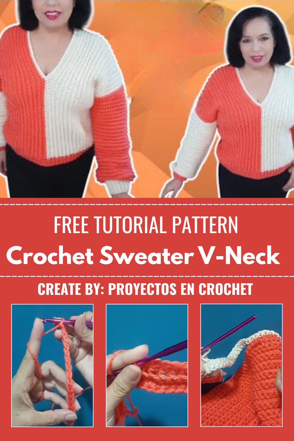 Two-Tone Crochet Sweater V-Neck Pattern for a Fresh Look
