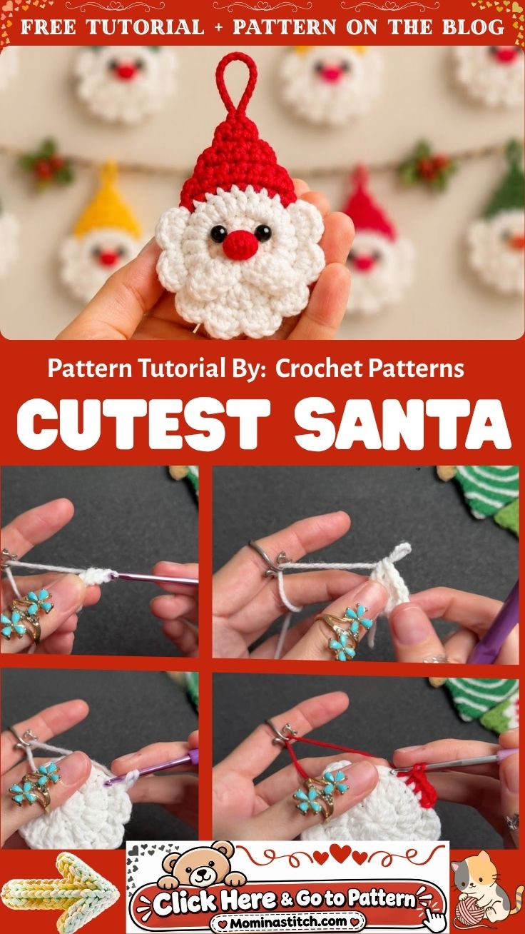 Adorable Crochet Cutest Santa Ornament Pattern Holiday Craft