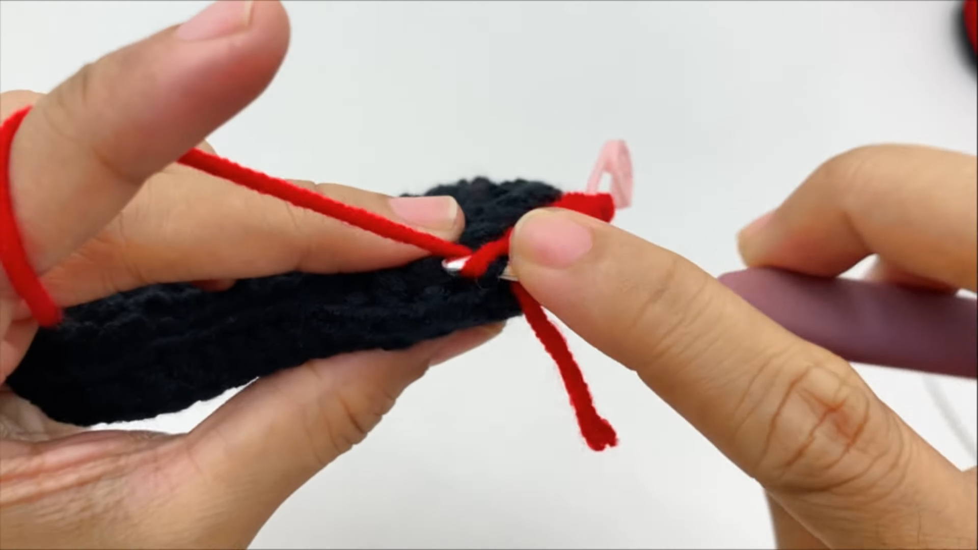 Black crochet bootie sole with hook
