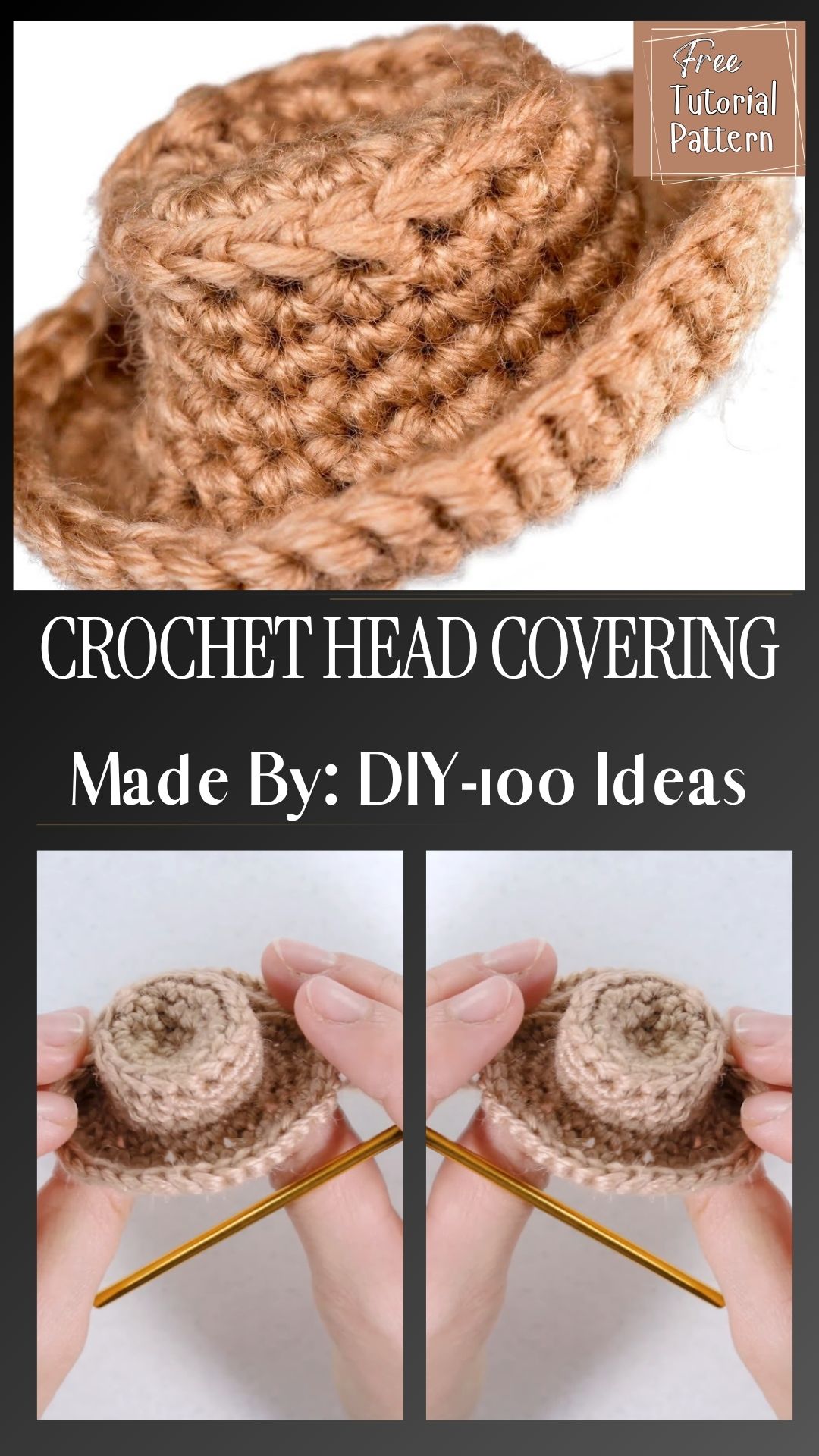 Crochet Head Covering Amigurumi Pattern with a Shaped Crown