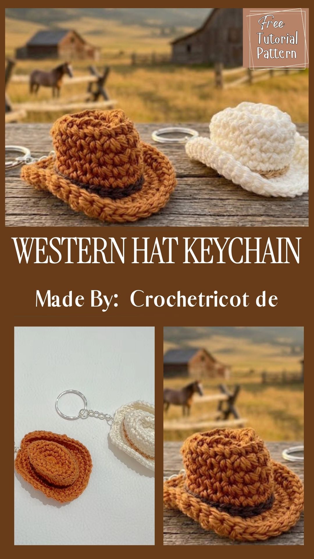 Crochet Mini Western Hat Keychain Pattern for Cute Looks