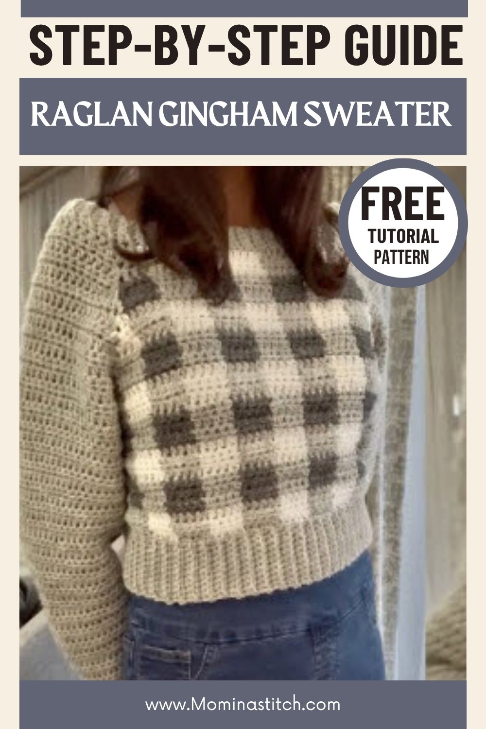 Crochet Raglan Gingham Sweater Pattern for Summer Vibes