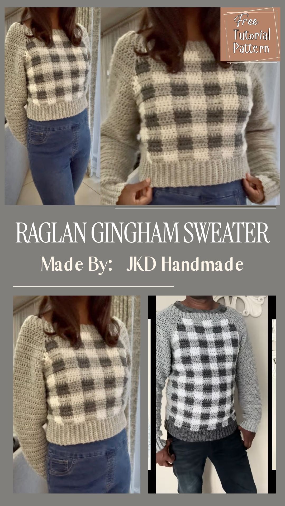 Crochet Raglan Gingham Sweater Pattern for Summer Vibes