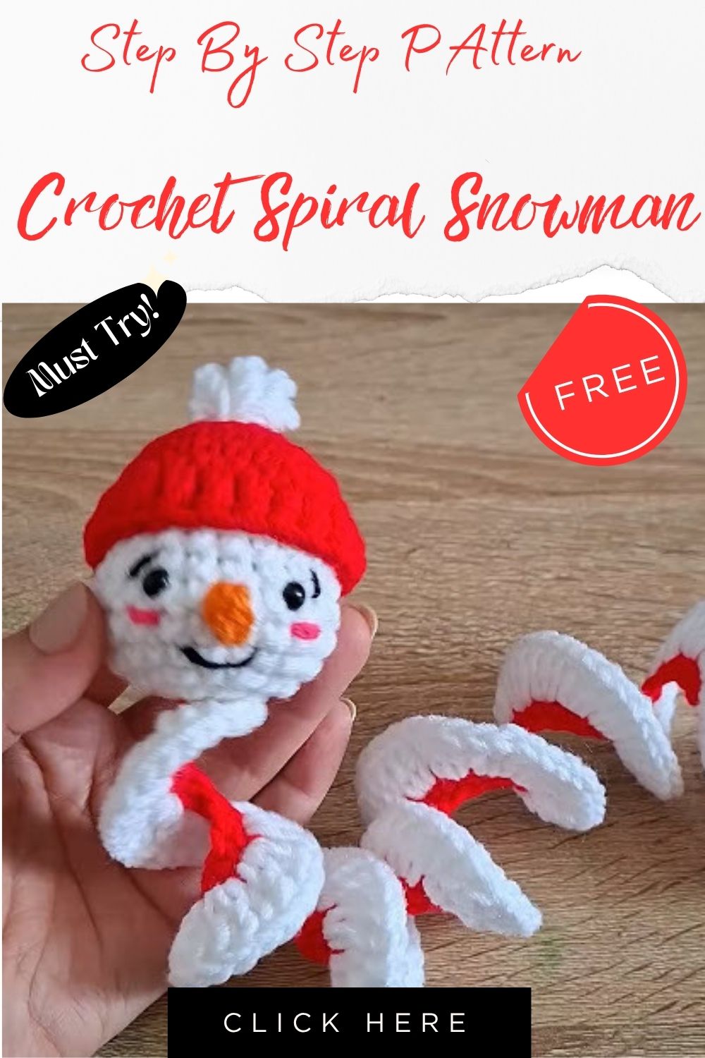 Crochet Spiral Snowman Amigurumi Pattern For Holiday Decor