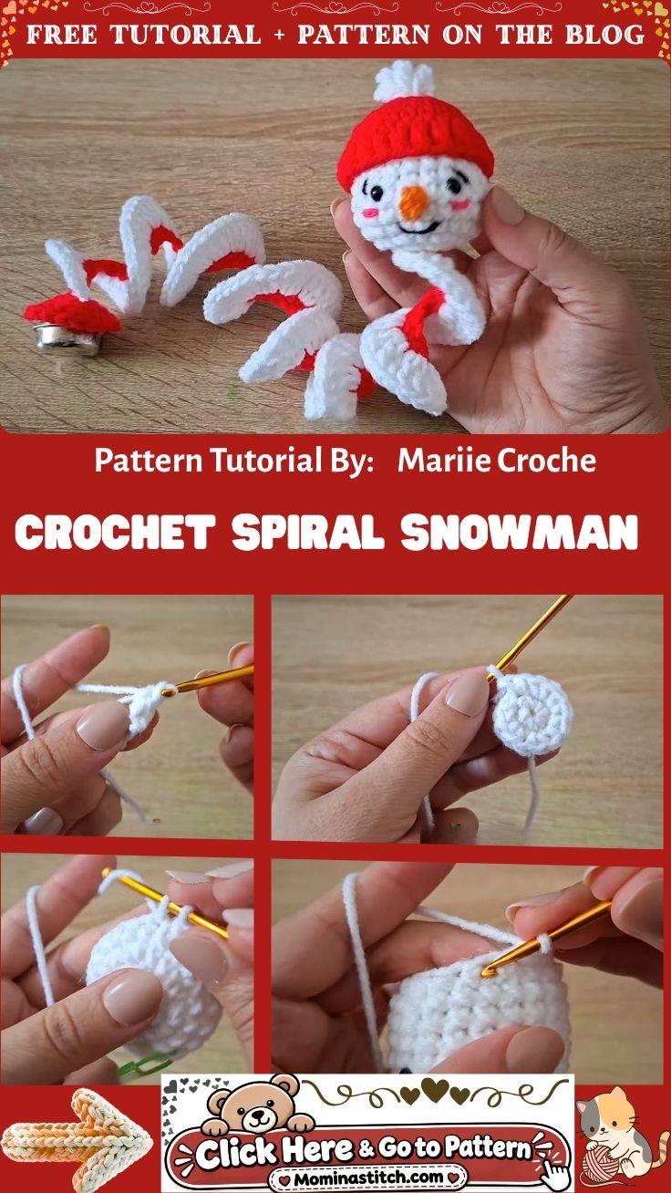 Crochet Spiral Snowman Amigurumi Pattern For Holiday Decor